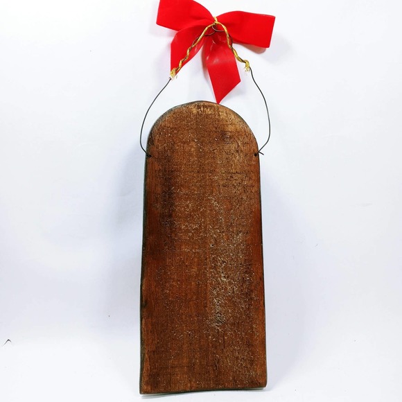 Vtg Father Christmas Wood Rustic Wall Art Starry Night Sky Hand Painted (cby) - Picture 5 of 5